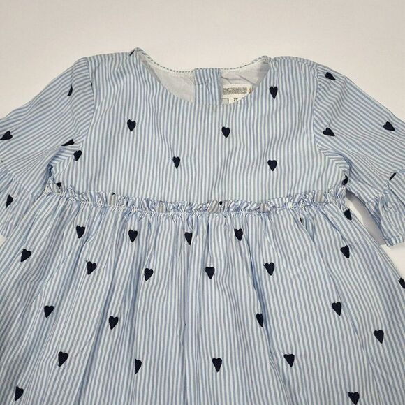 Gymboree Baby Girl 2T Hearts Pinstripe Lined Dress - Picture 5 of 7